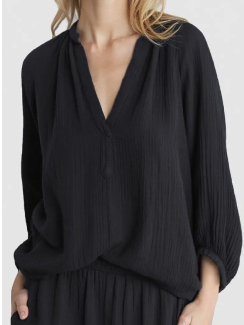 Ocean + Main Los Angeles Black Gauze Blouse Size 2X  100% Cotton Sustainable NWT
